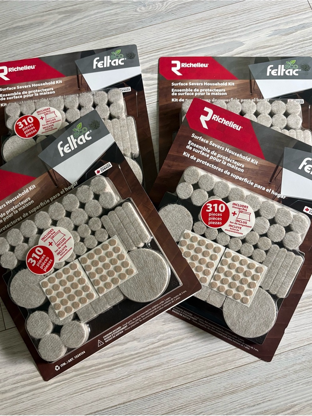 LOT OF 4 RICHELIEU ECO FELTAC SURFACE SAVERS HOUSEHOLD KIT 310 piece # 1324154